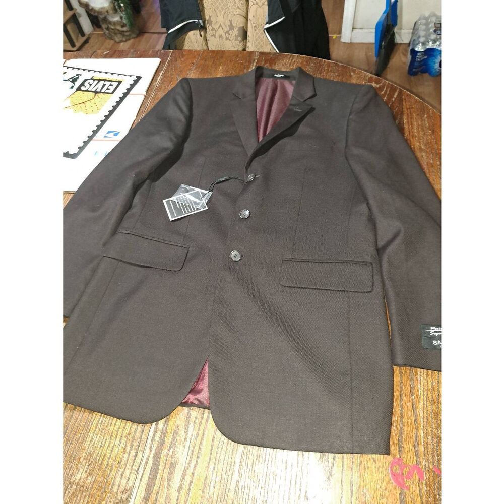 New 40L Sacari Brown Shark Skin Wool 150 Suit Sport Coat Jacket Blazer NWT